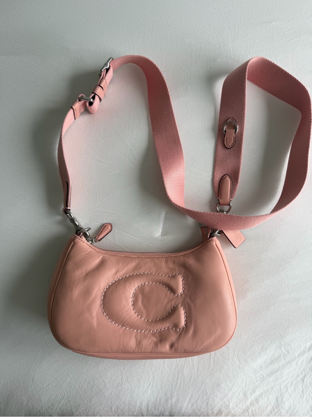 Coach Pink Leather Crossbody Bag with Wide Strap